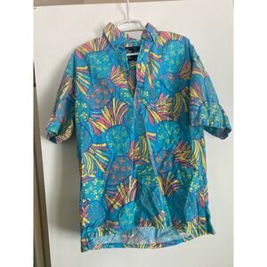 Chubbies The Nutter Shirt Men's XL Fluorescent Pineapple Print Popover USA Blue